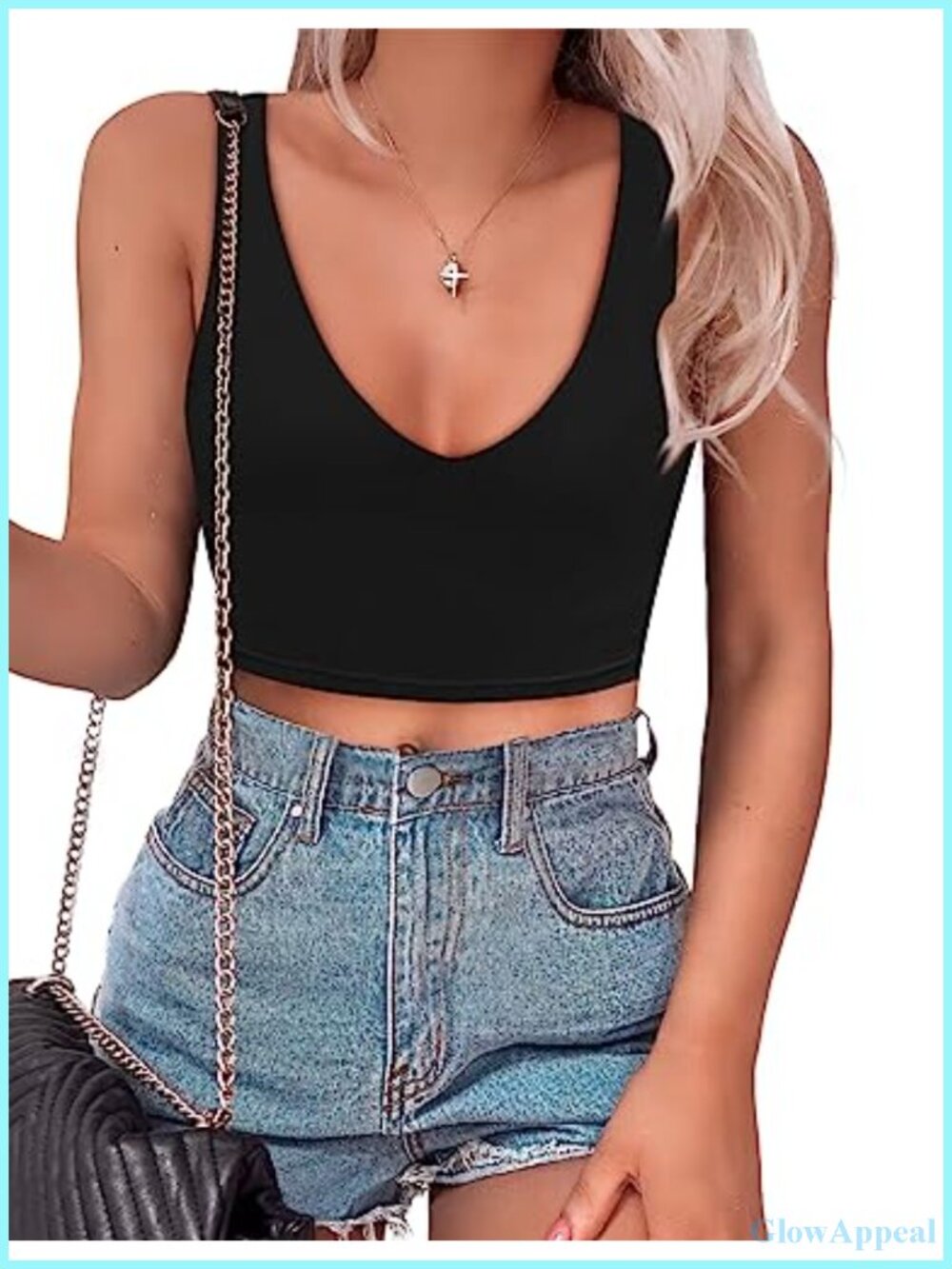 Deep V Neck Backless Crop Tank Top Sleeveless Slim Fit Going Out